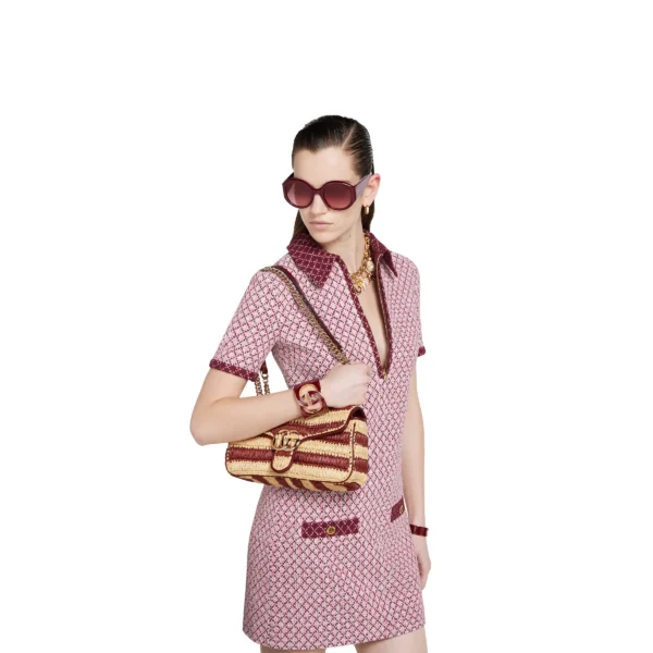 GUCCI bags | Authentic Gucci bags 2025 summer GUCCI new GG Marmont woven medium shoulder bag - Image 3
