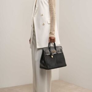 Hermès Haut à Courroies 32 Troika Evercalf / Pony Hair Black