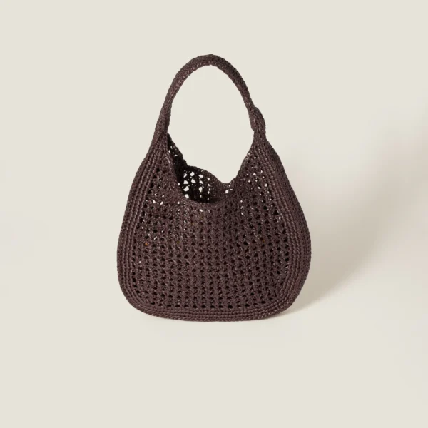 MIUMIU bags | Authentic Miu Miu bags 2025 summer new Cocoa Brown/Natural Raffia-effect woven hobo bag - Image 3